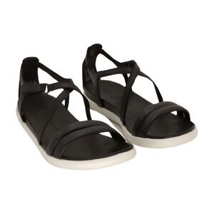 ECCO Women's Simpil Cross Strap Ankle Flat Sandal, Black, Size 41
